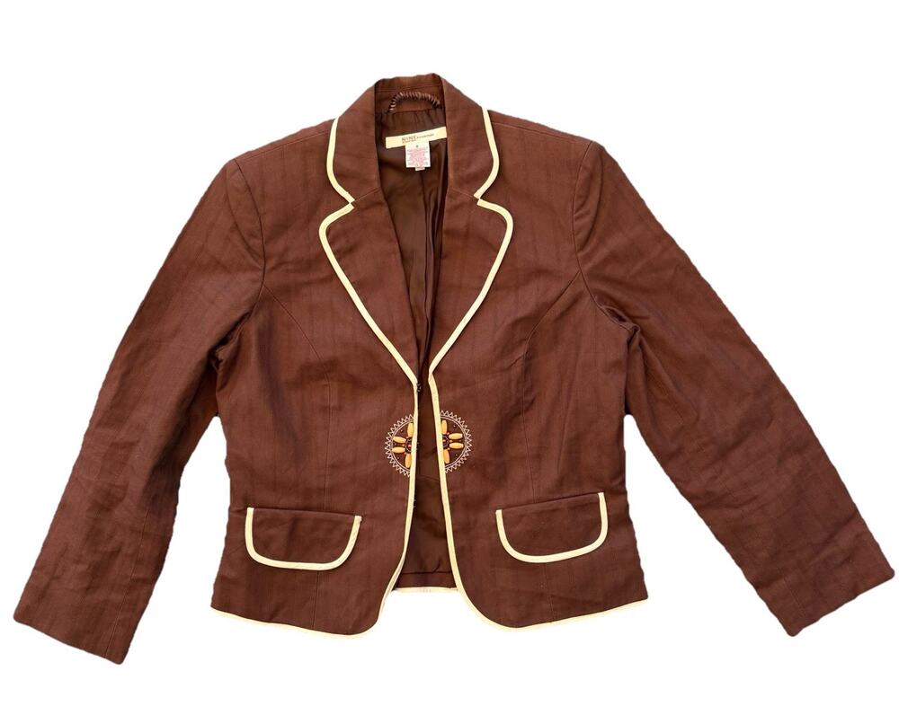 Nine By Nine West VTG Blazer Beaded Y2K Chocolate Brown Women’s Size 8